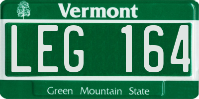 VT license plate LEG164