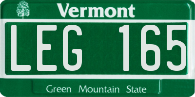 VT license plate LEG165