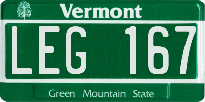 VT license plate LEG167