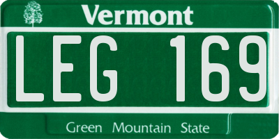VT license plate LEG169