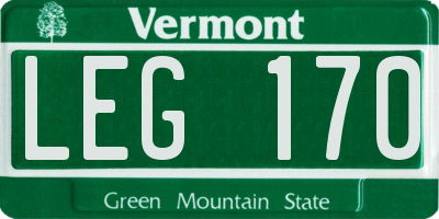 VT license plate LEG170