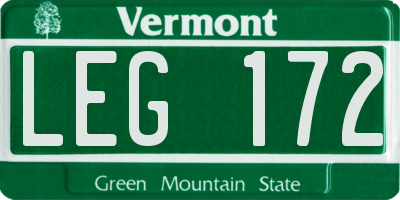 VT license plate LEG172