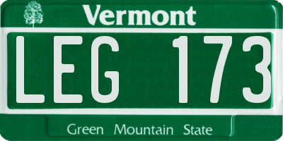 VT license plate LEG173