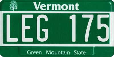 VT license plate LEG175