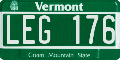 VT license plate LEG176