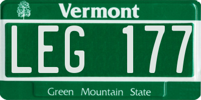 VT license plate LEG177