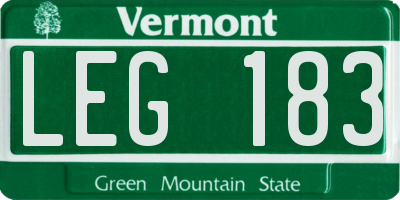 VT license plate LEG183