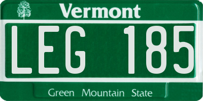 VT license plate LEG185
