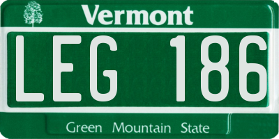 VT license plate LEG186