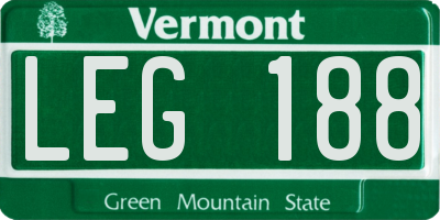 VT license plate LEG188