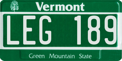 VT license plate LEG189
