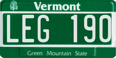 VT license plate LEG190