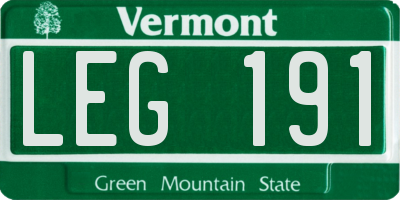VT license plate LEG191