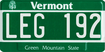VT license plate LEG192