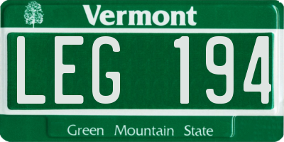 VT license plate LEG194