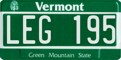 VT license plate LEG195