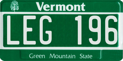 VT license plate LEG196