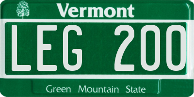 VT license plate LEG200