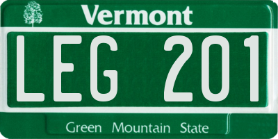VT license plate LEG201