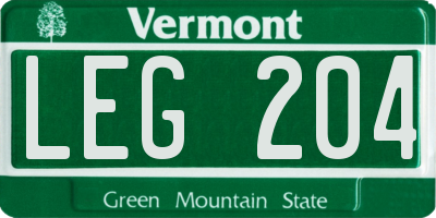 VT license plate LEG204