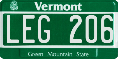 VT license plate LEG206