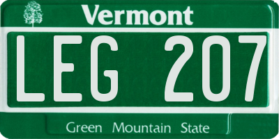 VT license plate LEG207