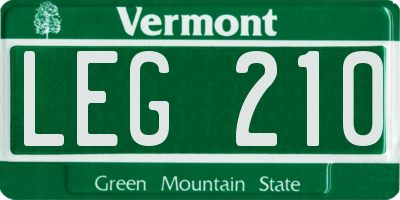 VT license plate LEG210