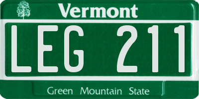 VT license plate LEG211