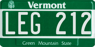 VT license plate LEG212