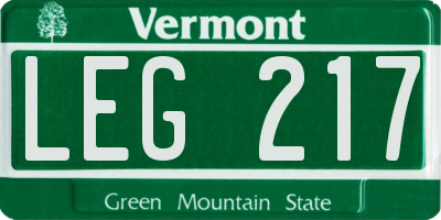 VT license plate LEG217