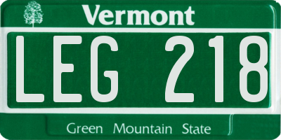 VT license plate LEG218