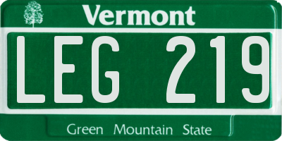 VT license plate LEG219