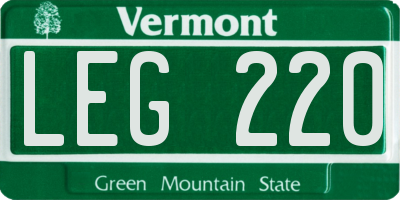 VT license plate LEG220