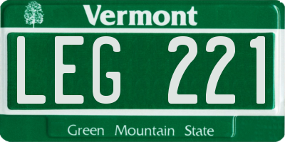 VT license plate LEG221