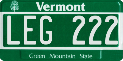 VT license plate LEG222