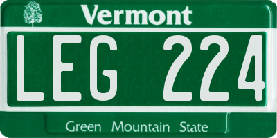 VT license plate LEG224