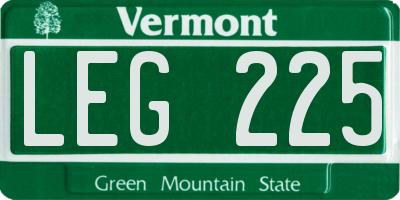 VT license plate LEG225