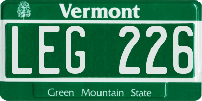 VT license plate LEG226