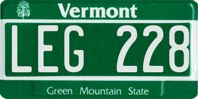 VT license plate LEG228