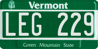 VT license plate LEG229
