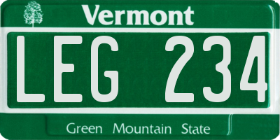 VT license plate LEG234