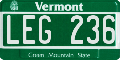 VT license plate LEG236