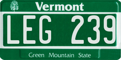 VT license plate LEG239