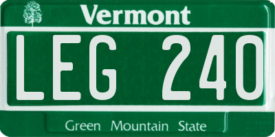 VT license plate LEG240