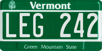 VT license plate LEG242