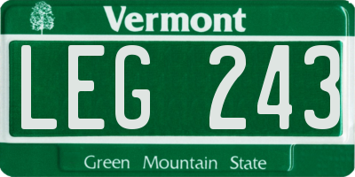 VT license plate LEG243