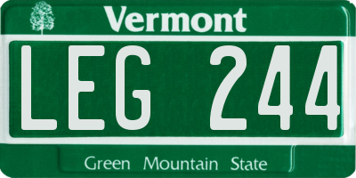 VT license plate LEG244