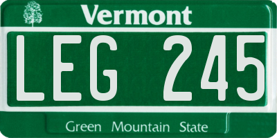 VT license plate LEG245
