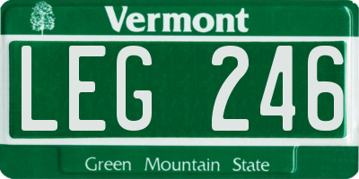 VT license plate LEG246