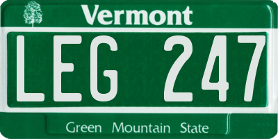 VT license plate LEG247